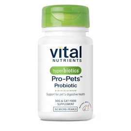 Vital Nutrients Pro Pets Probiotics for Dogs and Cats | Dog Probiotics for Digestive Health, Gut Health, Occasional Diarrhea* | Tasty Meat Flavor | Non-GMO | Hyperbiotics | 60 Micro Tablets