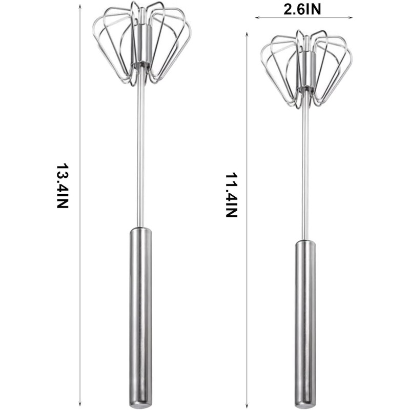 Semi-automatic Whisk, Stainless Steel Egg Beater, Versatile Milk Frother, Hand