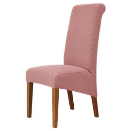 Odot Pink Chair Covers, Dining Chair Covers Set of 2, Stretch Corn Velvet Dining Room Slipcovers, Washable Removable High Back Slipcovers