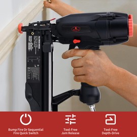 AEROPRO TOOLS Finish Nailer 16 Gauge Nail Gun 90 Nails/Min, 1-Inch to 2-1/2-Inch, Pneumatic Finish Nail Gun, Tool-Free Depth Adjustment Jam Release