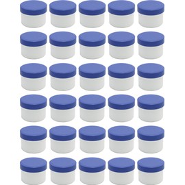 30 ointment containers, cream containers, flat ointment jar, 35 ml capacity with blue lids, made in Germany