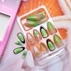 24Pcs White Flower Nails Handmade Press on Nails Medium Almond