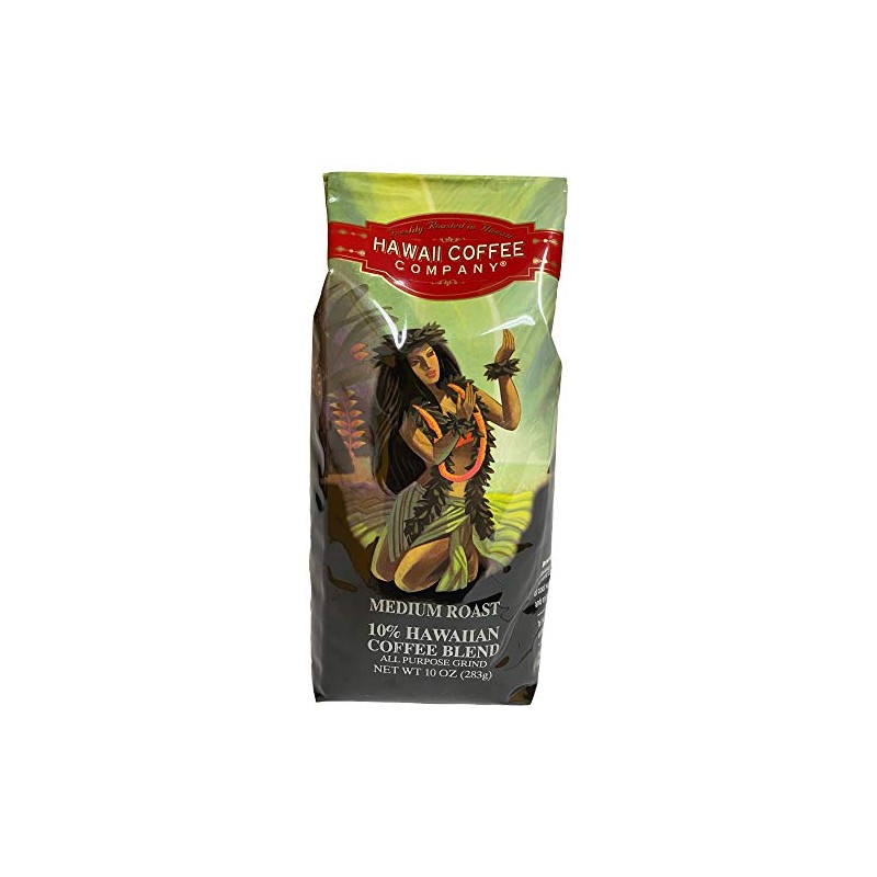 Hawaii Coffee Company, 10% Hawaiian Blend, Medium Roast, Ground Coffee,