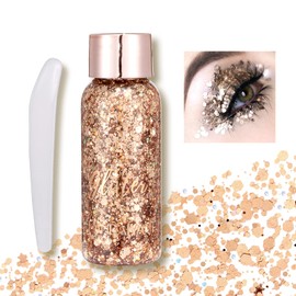AONAT Body Glitter Gel, Sequins for Face, Mermaid Sequins, Body Glitter, Liquid Eyeshadow for Festival, Masquerade, Birthday, Makeup, Cosmetics, Body, Face, Hair, Nails (Rose Gold