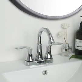 SOLVEX Mezcladora para Lavabo, Llaves para Lavabo de Baño, Grifo para Lavabo de Baño Flexible, Cuello de Acero Inoxidable, Cuerpo de Latón, Cromado Pulido, SP-40007