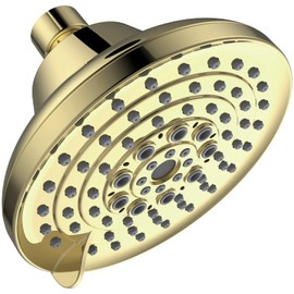 Udorich Enjoy Showering with 6 Spray Settings High Pressure Shower Head, Gold Finish, Adjustable Nozzles for Easy Installation