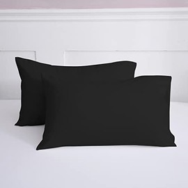 Lanest Housing Pillow Cases Queen, 2 Pack Black Microfiber Pillow Case with 2000 Thread Count, Breathable and Super Soft Pillowcase Queen Size