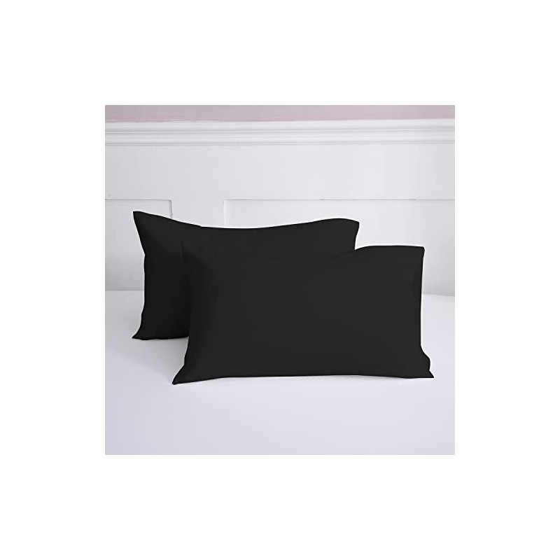 Lanest Housing Pillow Cases Queen, 2 Pack Black Microfiber Pillow