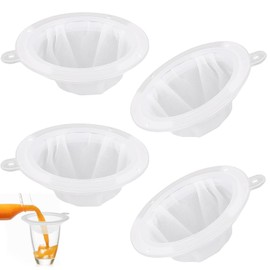 Sieve Fine, Pack of 4 Nylon Sieve Filter, 200/300/400/450 Mesh Hair Strainer Filter, Wine Filter, Fine Sieve with Handle, Small Strainer, Kitchen Sieve Plastic, Ultra Fine Funnel Filter for Juice,