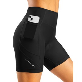 Bikewa Women's 4D Padded Bike Shorts High Waist Cycling Shorts for Women Road Bicycle Biking Biker Shorts with Zipper Pockets(Black,M)