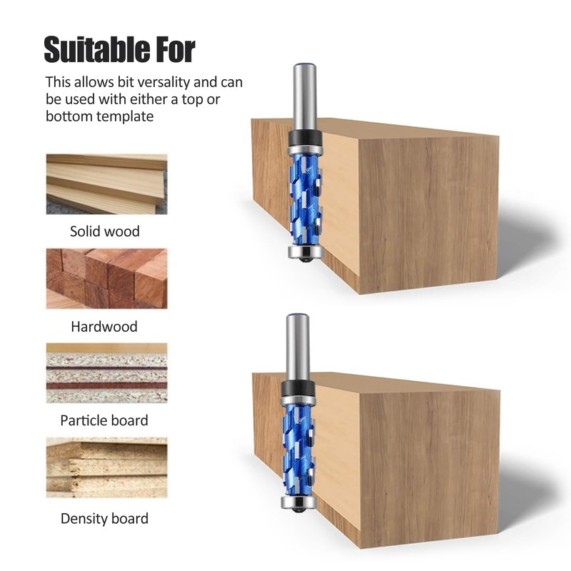 HOZLY Flush Trim Router Bit 1/2" Shank, Double Bearings Flush