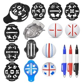 Golf Ball Marker, 12Pcs Golf Ball Marker Alignment Kit 6 Ball Liner Template 3 Ball Line Liner 3 Ball Marker
