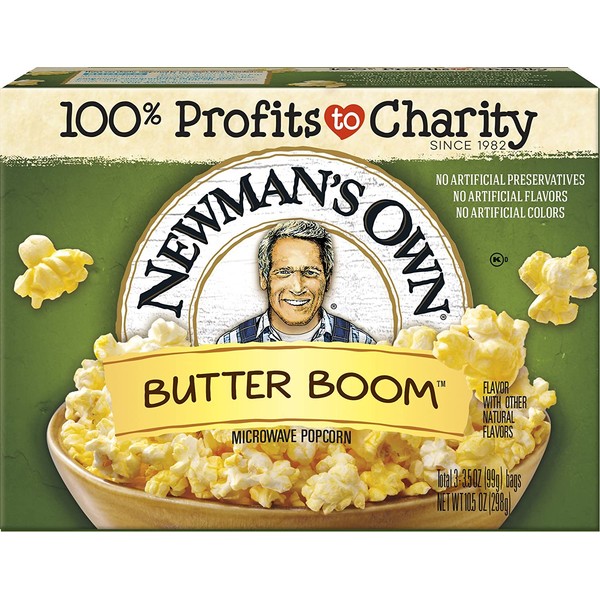 Newman's Own Microwave Popcorn, Movie Theater Butter, 3 3.2-oz (Pack of 12).