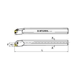 SI-MTUN R/L Boring Bars SI-MTUNL 12-3, Shank: 3/4", Min Bore: 1", OAL: 10", Center Line F: .5", Use with TNM Insert: 33, LH
