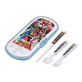 Komori Resin Trio Set Chopsticks, Spoon Fork, Knight Dragon Squadron Ryusoujer, Blue, Chopsticks 6.5 inches (16.5 cm), Spoon Fork, 5.2 inches (13.2 cm), Dishwasher Safe Made in Japan