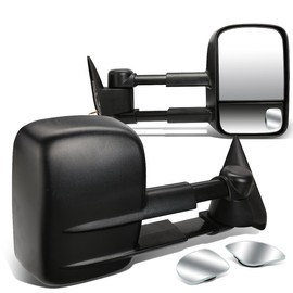 Auto Dynasty Compatible with Silverado/GMC Sierra Black Telescopic Extendable Manual Rear View Towing+Corner Blind Spot Side Mirror