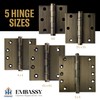 Embassy Door Hinge Solid Brass - 3 x 3 Inch,