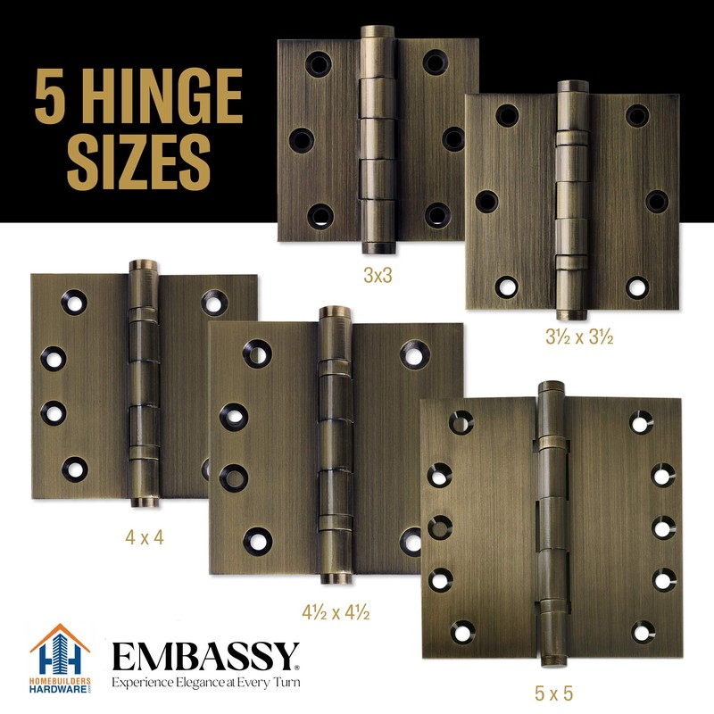 Embassy Door Hinge Solid Brass - 3 x 3 Inch,