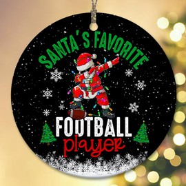 Sportyzen 2024 Christmas Ornament - Santa's Favorite Football Player Ceramic Ornament, Tree Decor Gifts for Football Player, Gift-Ready Keepsake for Football Enthusiasts, Family, Friends