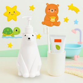 450ml Dispenser Bottles with Dispenser Funny Polar Bear Empty Refillable Bottles Ideal for Children Liquid Soap Shampoo Lotions to Use Both in the Bathroom and Kitchen