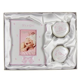 Juliana Its A Girl First Tooth & Curl Set - Baby Picture Frame, Pink, 2" x 3"