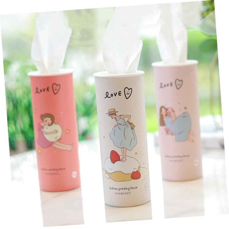 CHILDWEET 3Pcs Printed Hand Tissue Cylinder Roll Portable Facial Tissues