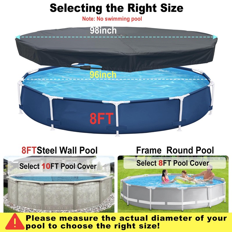 SIHAIAN 8 Ft Pool Cover 420D Round Above Ground Pool