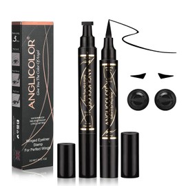 Anglicolor 2 Pack Sellos Delineador Ojos Waterproof, De Larga Duración Y Fácil De Quitar Negro, Cat Eye Eyeliner, Para Mujeres Regalo De Navidad (01-Black)