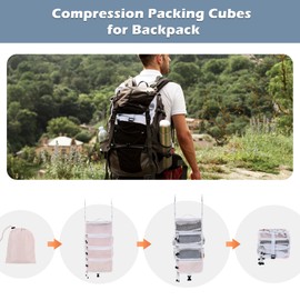 Surblue Hanging Travel Organizer Portable Hanging Luggage Organizer Multiple Compartments Collapsible Compression Closet Packing Cubes,Pink,S