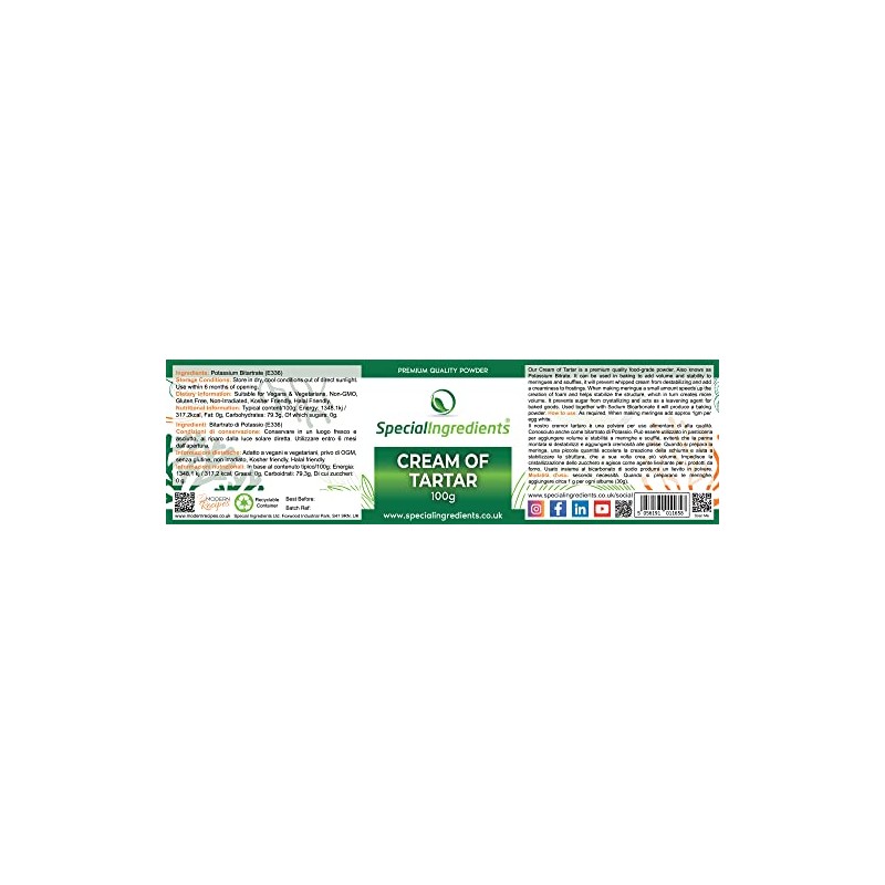 Cream Of Tartar Premium Quality Suitable for Vegans, Non-GMO, Gluten