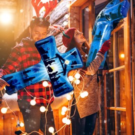 23.6 Inch Christmas Inflatable Decorations 4 PCs PVC Nativity Cross Inflatable Christmas Blow Ups Hanging Ornaments Nativity Scene Indoor Outdoor Decorations for Xmas Porch Lawn Yard Holiday