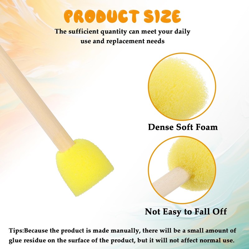 40 Pcs Round Sponge Paint Brushes Painting Brushes with Wooden