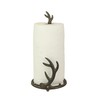 Rustic Brown Cast Iron Deer Antler Countertop Paper Towel Holder