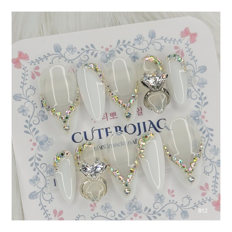 Marriage Glam Handmade Nail Tips - Square S / 메리지
