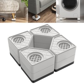 DEWEL Anti Vibration Pads for Washing Machine, 4 Pcs Washer and Dryer Pedestals Stackable Double Heighten Rubber Anti Vibration Pads, Shock Absorption & Non-Slip Floor Protection for Laundry Room