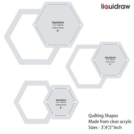 Liquidraw Quilting Templates & Rulers for Patchwork Acrylic Stencils Set of 3 Hexagon, Hearts, Square & Stars (Hexagon Set of 3)