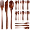 Geiserailie 24 Pcs Wooden Utensils for Eating Wooden Spoon Fork