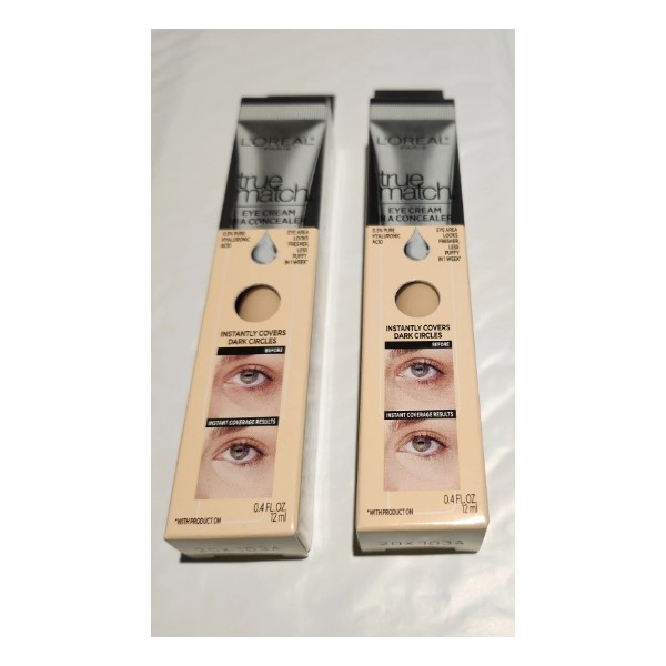 2 PACK: LOREAL True Match Eye Cream Concealer Hyaluronic Acid