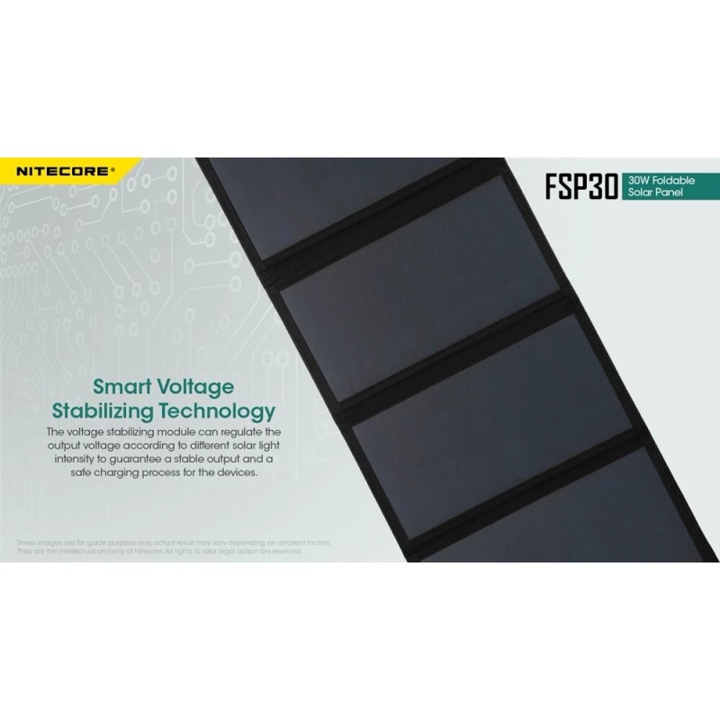 Nitecore FSP30 30W Foldable Solar Panel IPX5 Waterproof -2 USB-A