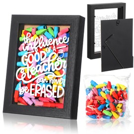 CroBlissful 3 Pcs 5.9 x 7.9 Inch Teacher Appreciation Gift Shadow Box Thank You Keepsake Gifts Graduation End of Year Wall Table Decor The Influence of a Good Teacher Can Never Be Erased