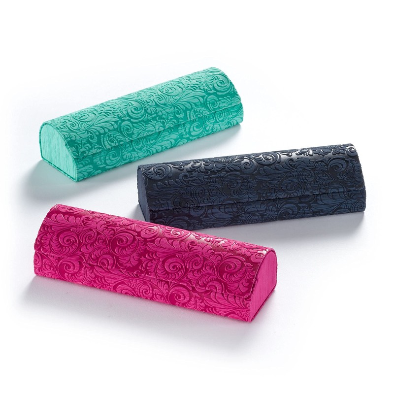 FEFI - Sturdy hard case glasses case in floral relief