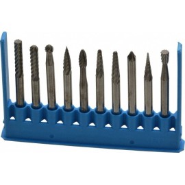 Made in USA 10 Piece Tungsten Carbide Burr Set, 1/8" Shank