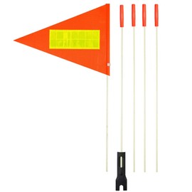 Bike Flag with Pole 6 Feet High Visibility Flags with Heavy Duty Fiberglass Flag Pole,Orange safety Flag with Reflective Strip