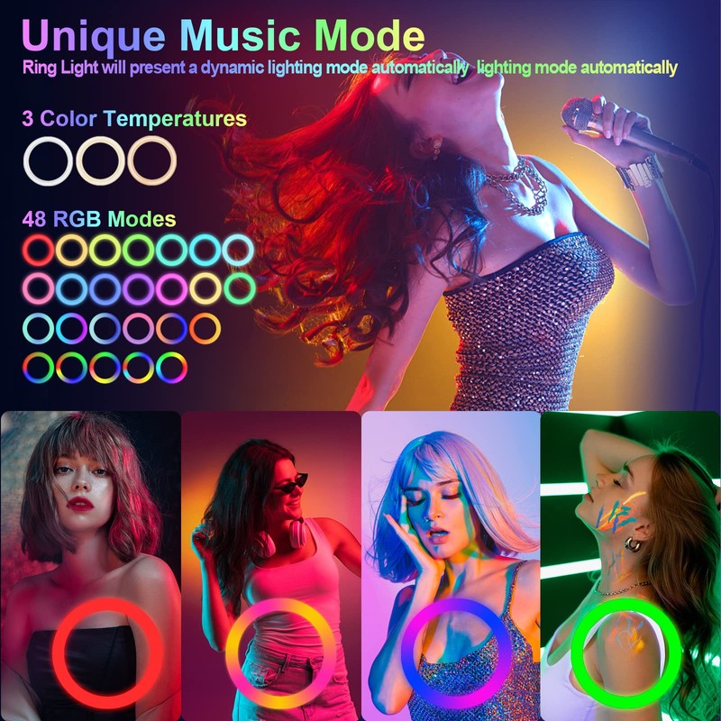 10" Selfie Ring Light with 73" Tripod Stand & 1