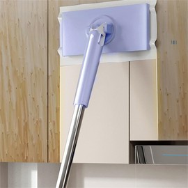 Automatic Cloth Clip mop, Bathroom mop, Household Cleaning Tablet, Small mop, Multifunctional face Towel mop, Dry and Wet Dual-Purpose, Extended 2 Sets (Purple 2PCS, 35.8in)