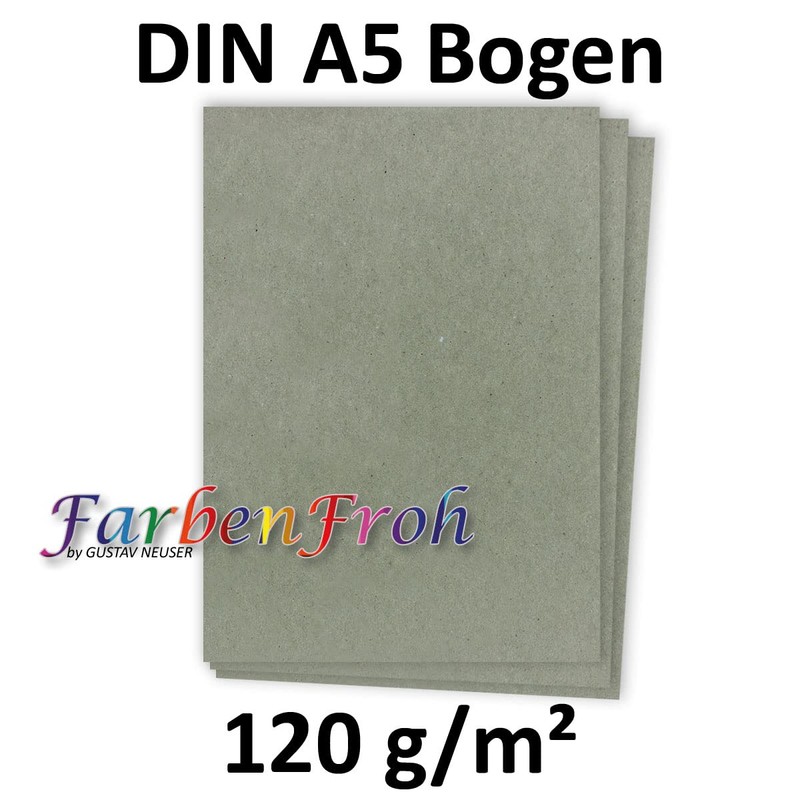 50 Sheets DIN A5 Paper - Natural Paper Grey -