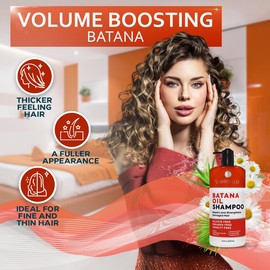 Batana Oil Shampoo - Volumizing Salon Formula for Thinning and Fine Hair Women and Men - Sulfate and Paraben Free - Thickening Volume Boost for Thicker, Fuller Hair - With Argan Oil - 16 Fl Oz