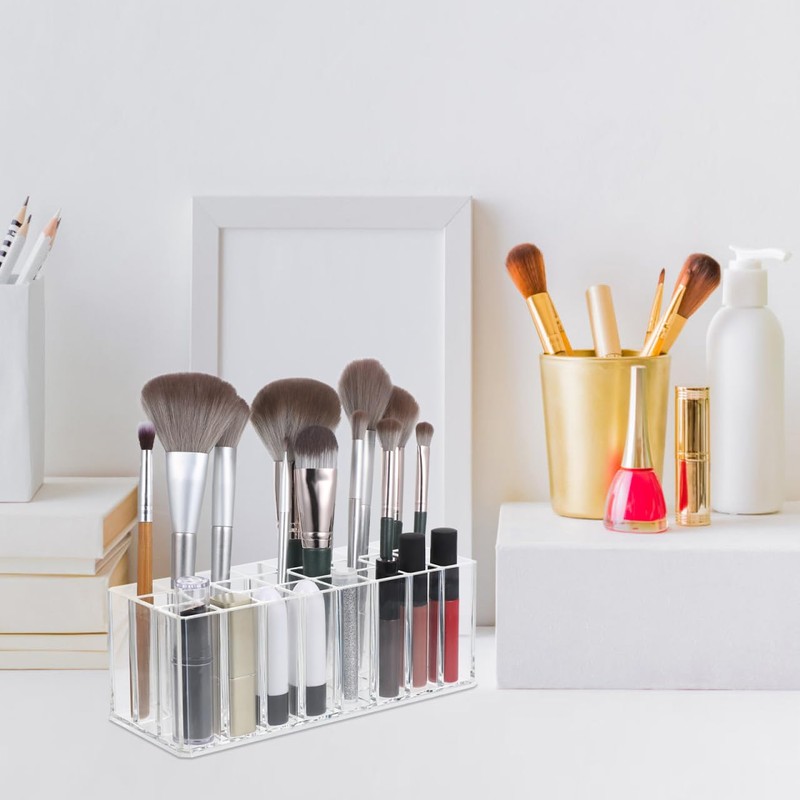 ULTECHNOVO Lipstick Organizer - 24 Grids Lipsticks Holder - Clear