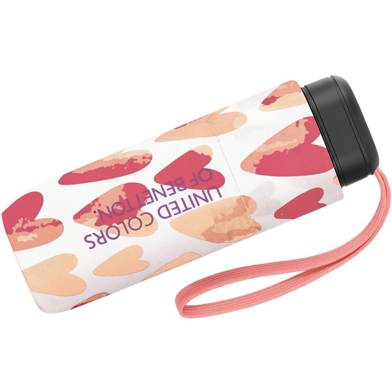 Benetton Pocket Umbrella Ultra Mini Flat Dots, Hearts Pink