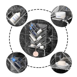 AITEE Acrylic Shower Caddy Organizer for Bathroom, Clear Shampoo Holder Organizer Shelf Wall Mounted, No Drilling and Rustproof, Sturdy and Durable